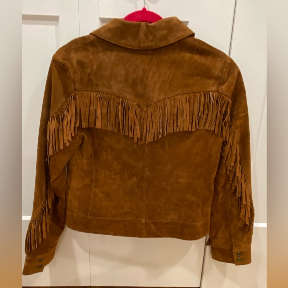 Central Park West Fringe Suede Jacket - Cognac Brown - Picture 4 of 10